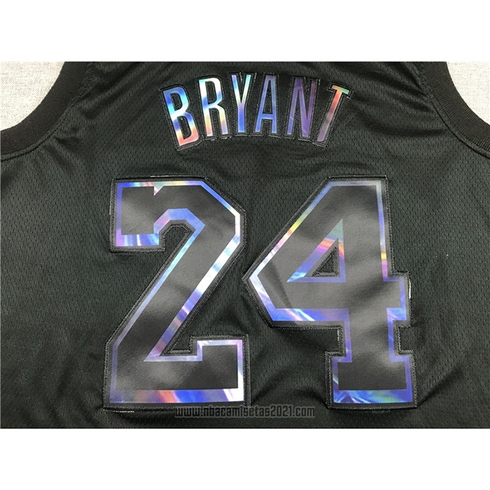 Camiseta Los Angeles Lakers Kobe Bryant #24 Iridescent Logo Negro